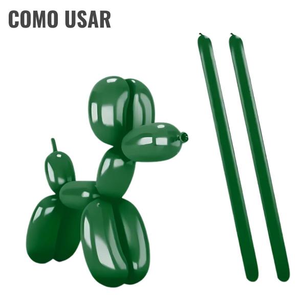 Imagem de Balão Canudo Verde Bandeira - 2 x 60 Polegadas - 50 Unidades