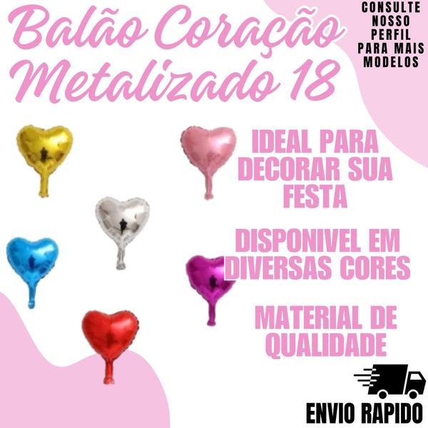 Imagem de Balao Coracao metalizado '18' Festa Aniversario Eventos