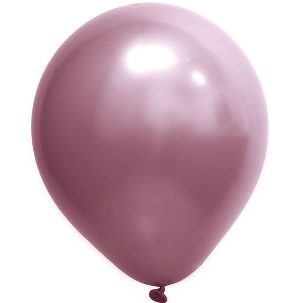 Imagem de Balão Cromado Metalizado Rosa nº12 30cm - 24 Unidades