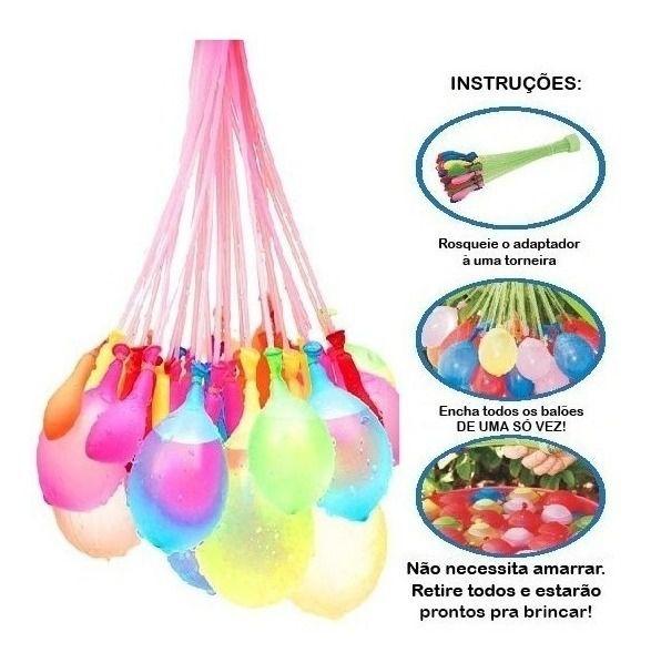 Imagem de Balão De Água Guerra Bexigas Water Balloons Kit 37 Unidades Brincadeira Crianças Verão - Arcani