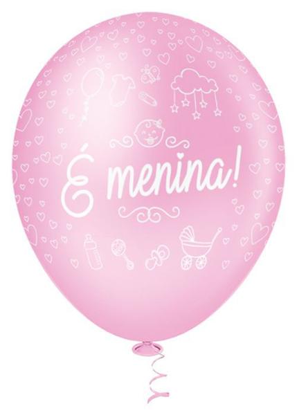 Imagem de Balão de Festa Estampado É Menina - 10" 25cm - Pic Pic