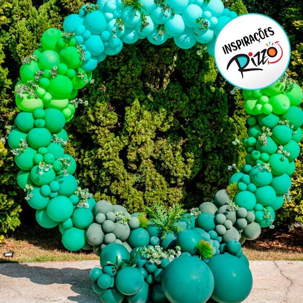 Imagem de Balão de Festa Látex Liso 9''23cm Redondo  - Verde Folha - 50 unidades - Balões São Roque - Rizzo