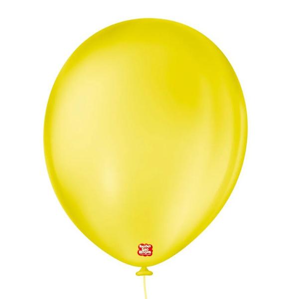 Imagem de Balão de Festa Látex Liso - Amarelo Citrino - 50 Unidades - Balões São Roque