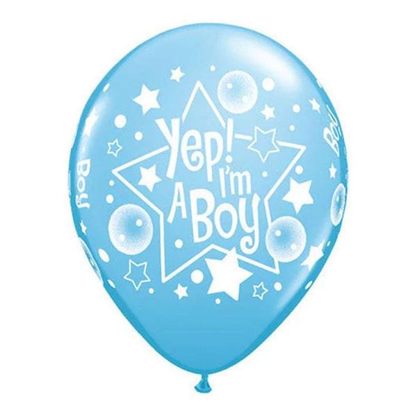 Imagem de Balão de Festa Látex Liso Decorado - Yep I'm a Boy Azul Claro - 11" 27cm - 50 unidades - Qualatex Outlet - Rizzo