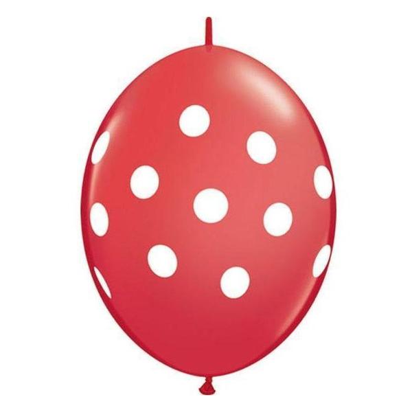 Imagem de Balão de Festa Látex Liso Q-Link - Polka Dots Vermelho - 12" 30cm - 50 unidades - Qualatex Outlet - Rizzo