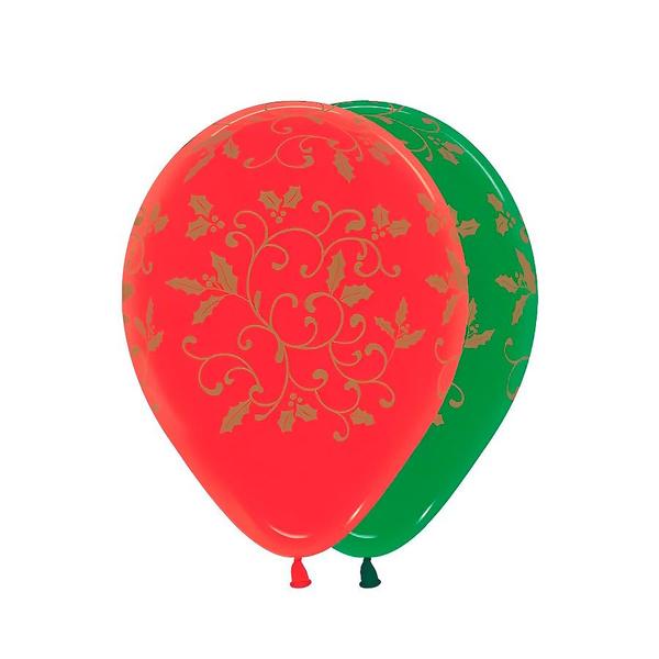 Imagem de Balão de Látex 12" 30cm - Filigree Natal - Vermelho/Verde - 50 unidades - Sempertex - Rizzo