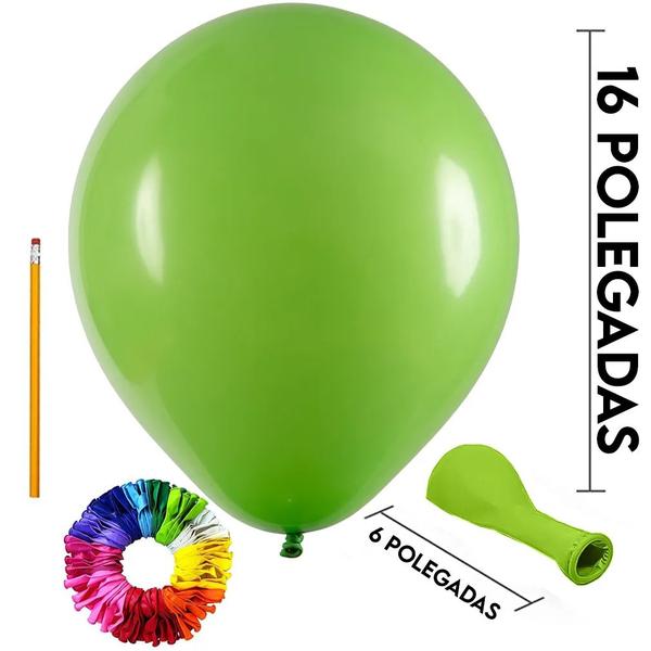 Imagem de Balão de Látex Verde Lima - 16 Polegadas - 12 Unidades