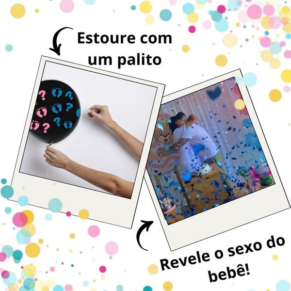 Imagem de Balão de Latex Yoss Cha Revelacao c/Confetes Azul e Rosa BL4002