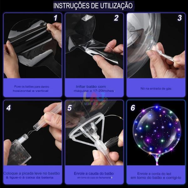 Balão De Led 10 Unidades + Com Pilhas e 24 Polegadas Luz - LAJ VARIEDADES Imagem de Balão De Led 10 Unidades + Com Pilhas e 24 Polegadas Luz