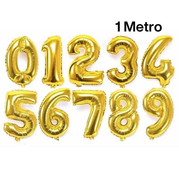 Imagem de Balão De Número Dourado Metalizado 1 Metro