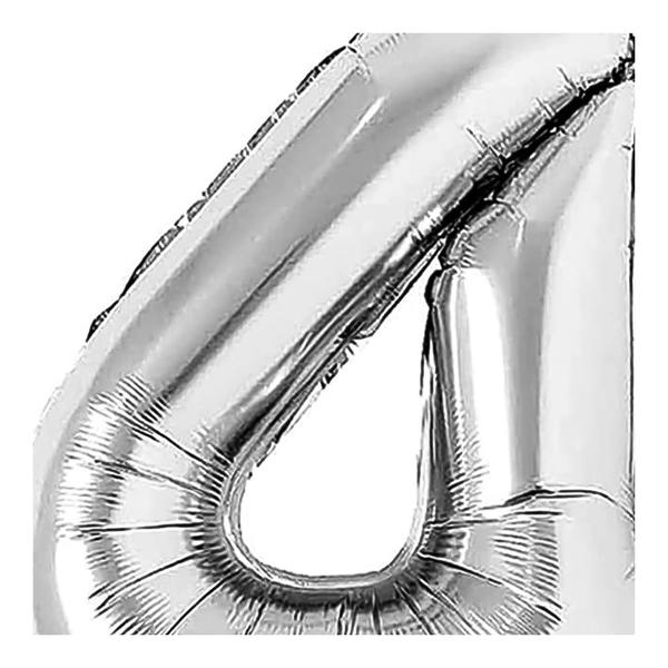 Imagem de Balão de Número Grande Metalizado Prata 102cm