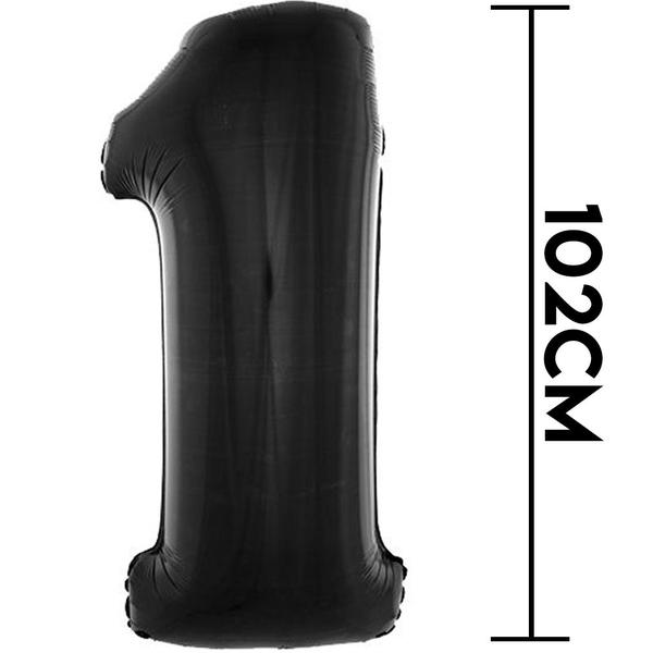Balão de Número Grande Metalizado Preto 102cm - Funny Fashion Imagem de Balão de Número Grande Metalizado Preto 102cm