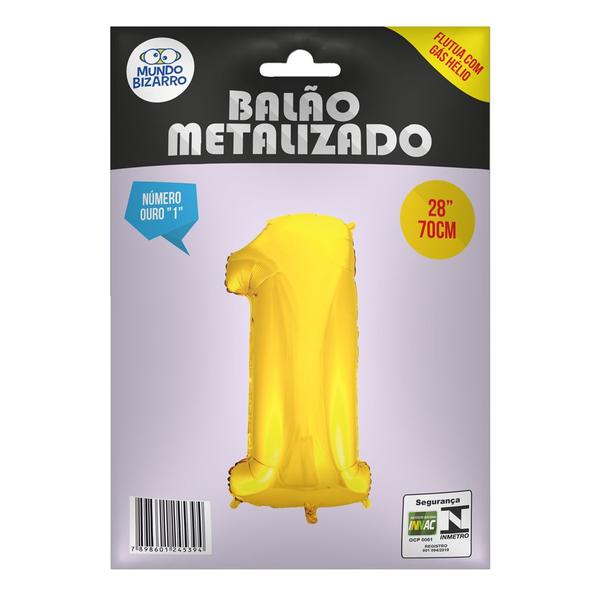 Imagem de Balão de Número Médio Metalizado Dourado 70cm