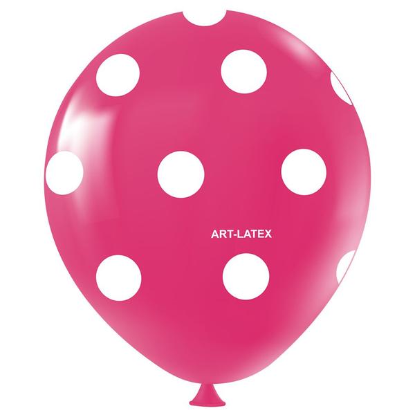 Imagem de Balão Decorado Rosa Pink Bolinhas Brancas nº11 28cm - 25 Un