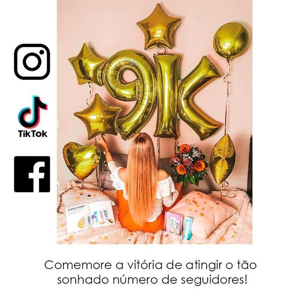 Imagem de Balão Dourado Metalizado Comemore Seguidores 90k Instagram