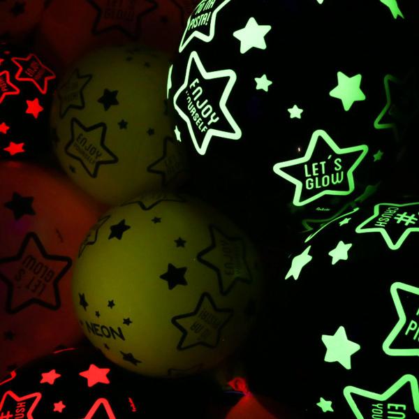 Imagem de Balão Estampado Neon Estrela Preto e Amarelo 9 Pol 25 Un.