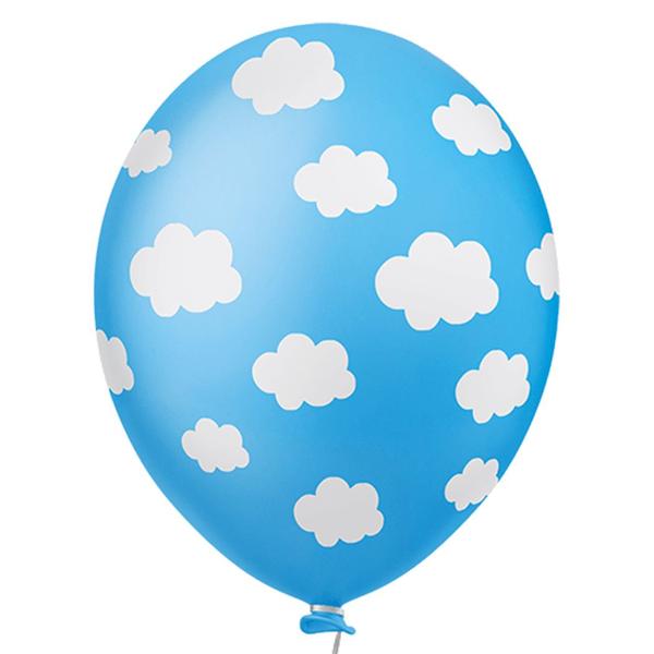 Imagem de Balão Estampado Nuvens Azul Celeste - 11 Polegadas - 25 Un.