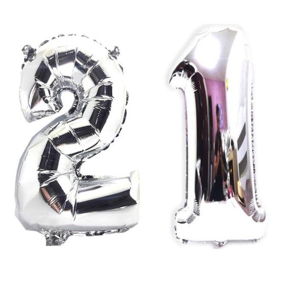 Imagem de Balão Gigante Número 21  Prata Metalizado Festas Decoração 75 Cm