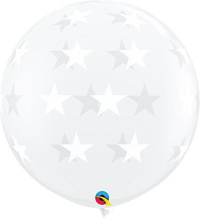 Imagem de Balão látex 3 pés cristal com estrelas