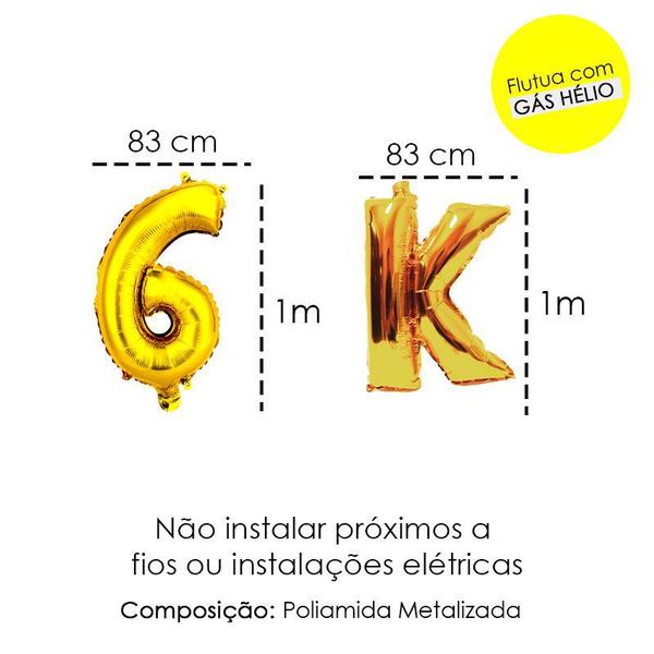 Imagem de Balão Letra/Número Metalizado Dourado 40k Instagram Youtube