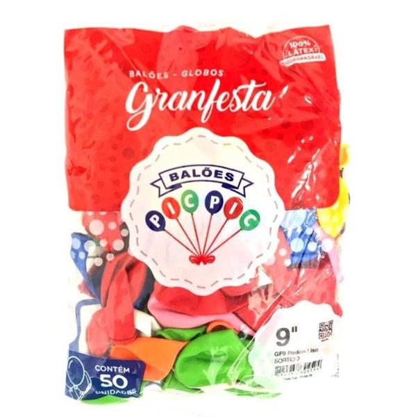 Balao Liso Granfesta N9 Pic Pic 50un Sortido Imagem de Balao Liso Granfesta N9 Pic Pic 50un Sortido