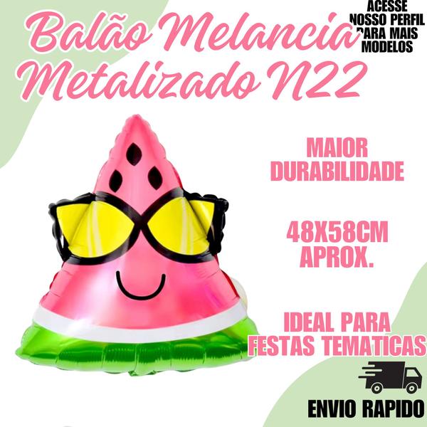 Imagem de Balao Melancia Metalizado 48x58 Festa Decoraçao Aniversario