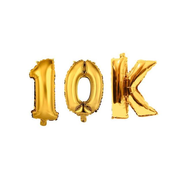 Balao Metalizado Comemoração 10k Seguidores Dourado Kit 3un - RT Imagem de Balao Metalizado Comemoração 10k Seguidores Dourado Kit 3un