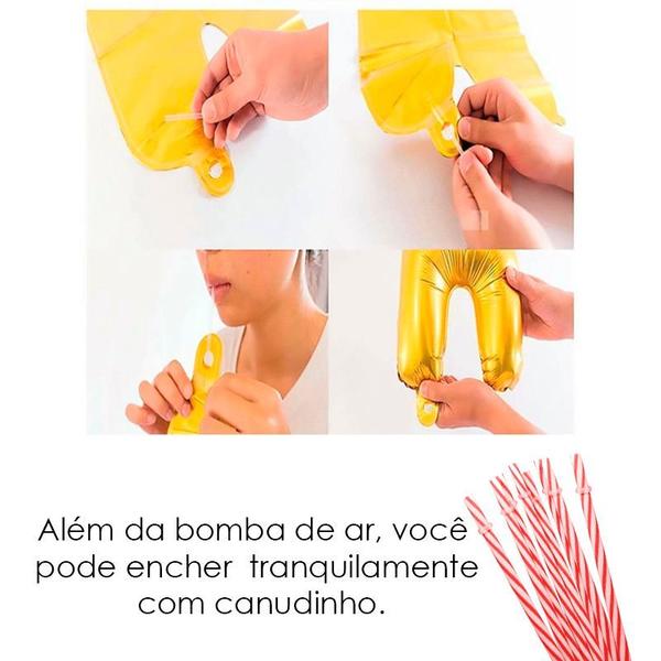 Imagem de Balao Metalizado Comemoração 10k Seguidores Dourado Kit 3un