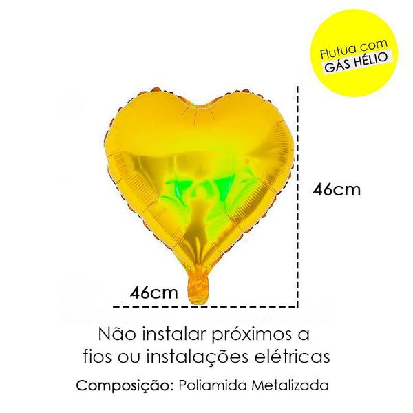 Balão Metalizado Coração Decoração Festa 46cm Dourado - RT Imagem de Balão Metalizado Coração Decoração Festa 46cm Dourado