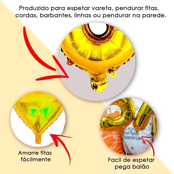 Imagem de Balão Metalizado Coração Decoração Festa 46cm Prata