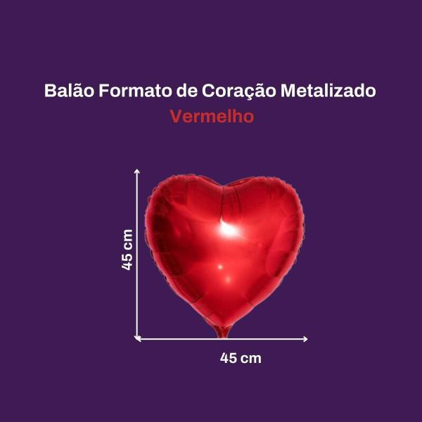 Imagem de Balão Metalizado Coração Vermelho Decoração Namorados 45cm