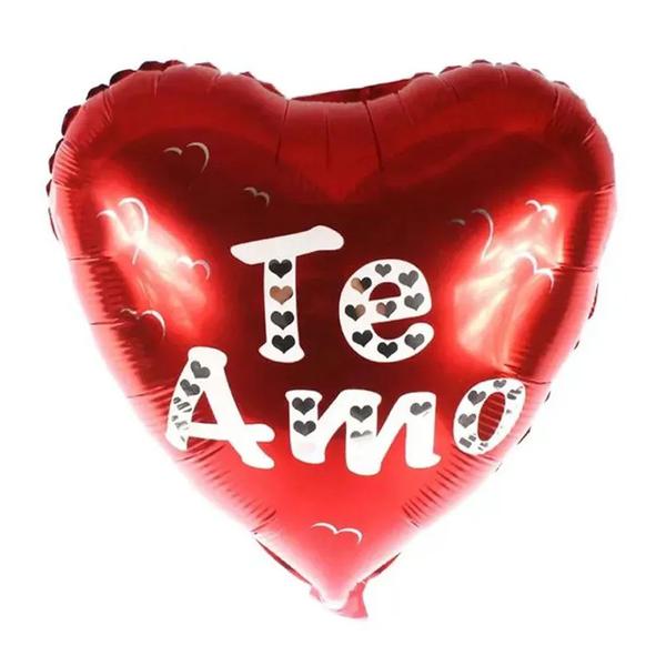 Imagem de Balão Metalizado Coração Vermelho Te Amo 45cm