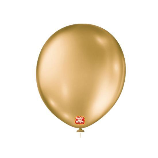 Imagem de Balão Metalizado Dourado Bexiga Aniversário Festa nº16 c/10u