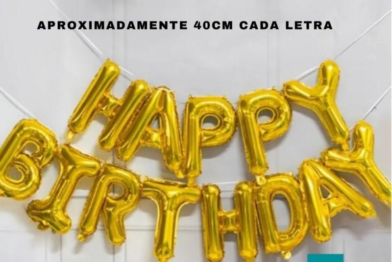 Imagem de Balão Metalizado Dourado Happy Birthday Feliz Aniversário