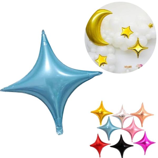 Imagem de Balão Metalizado Estrela 4 Pontas - 5unidades- Decoração De Ano Novo Réveillon - Balão de Aniversário Estelas