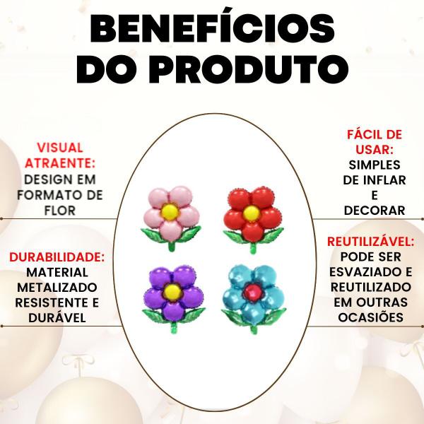 Imagem de Balão Metalizado Florzinha Colorido - 21 Polegadas