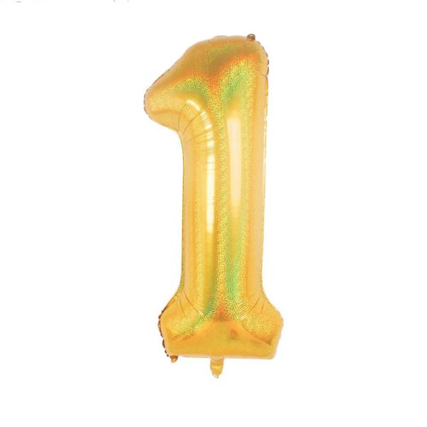 Imagem de Balão Metalizado Holográfico Numérico Brilhante 101cm para Festa Evento Aniversário 1un