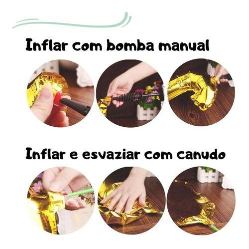 Imagem de Balão Metalizado Letra O 40cm Com Palito Dourado