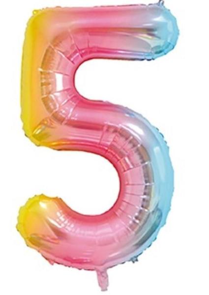 Imagem de Balão Metalizado Número 5 Arco-Íris 16" (40cm) - Make+
