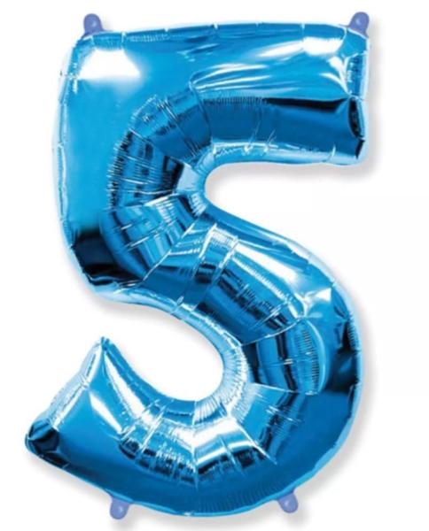 Imagem de Balão Metalizado Número 5 Azul 16" (40cm) - Make+