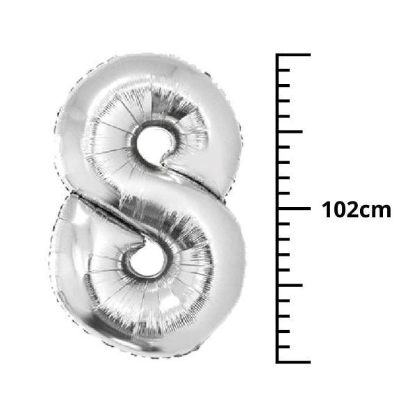 Imagem de Balão Metalizado Prata Número 8 - 1 Metro
