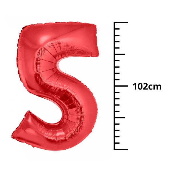Imagem de Balão Metalizado Vermelho Número 5 - 1 Metro