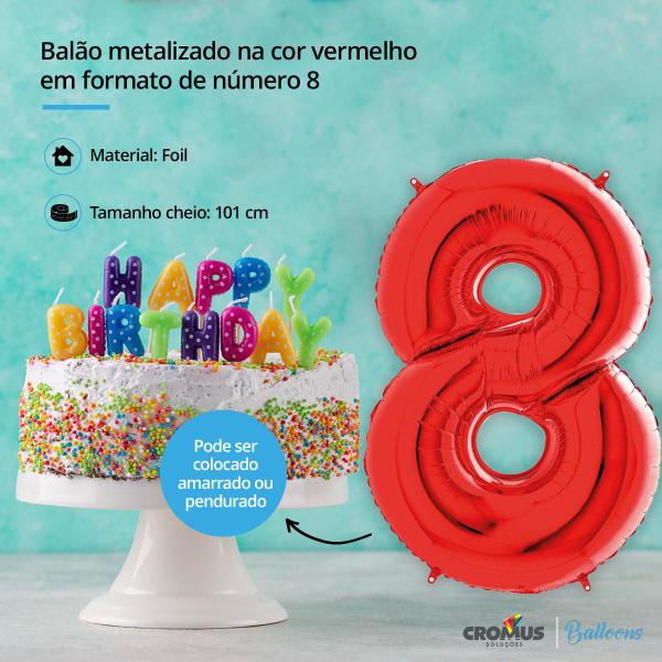 Imagem de Balão Metalizado Vermelho para Aníversário Festa Casamentose Mêsversáio Tamanho 101 cm un