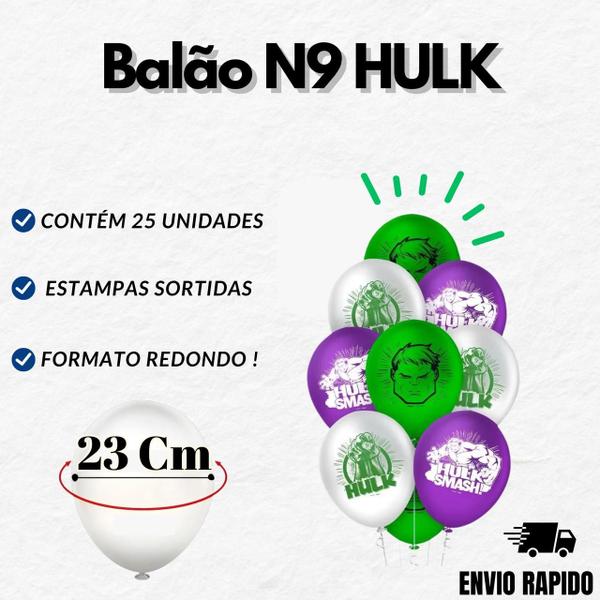 Imagem de Balao N9 Tema Hulk Decoraçao Evento Festa Bexiga