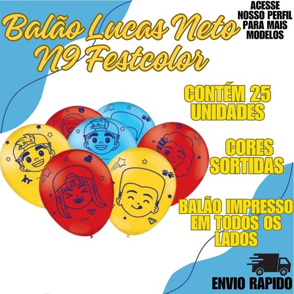 Imagem de Balao N9 Tema Lucas Neto Decoraçao Evento Festa Bexiga