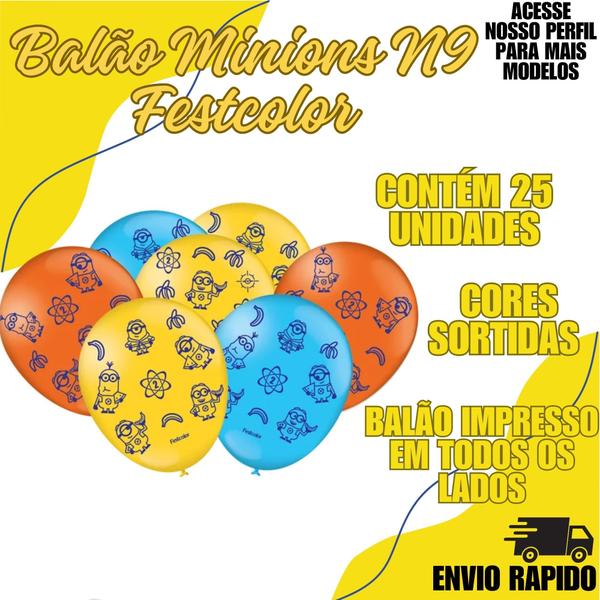 Imagem de Balao N9 Tema Minions Decoraçao Evento Festa Bexiga