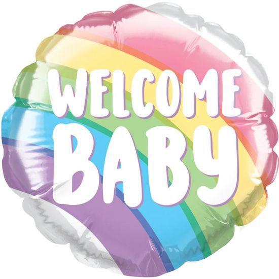 Imagem de Balão Qualatex 04" - Redondo Solto - Welcome Baby- Arco-Íris - 1 Un