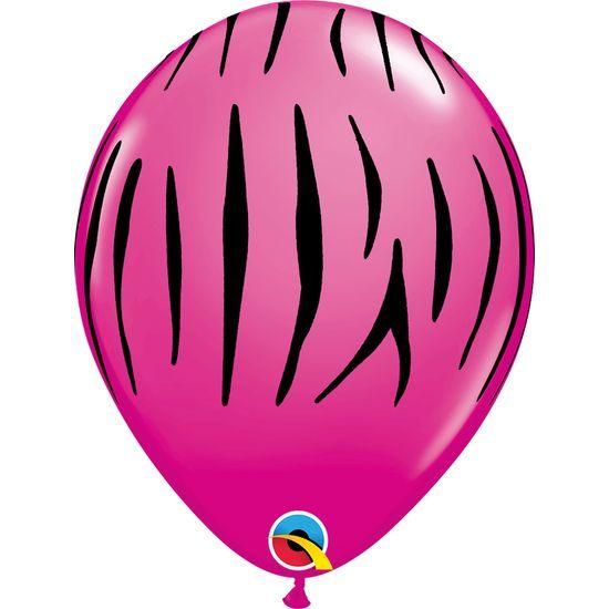 Imagem de Balão Qualatex 11" - Redondo Cereja Intenso - Listras De Zebra - 50 Un