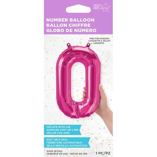 Imagem de Balão Qualatex 16" - Número - 0 Magenta - 1 Un