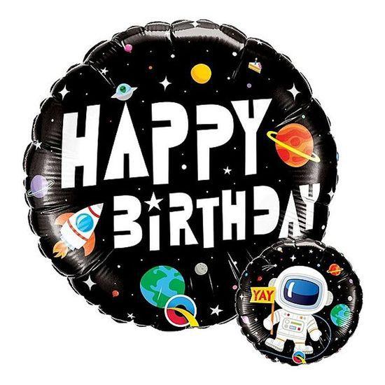 Imagem de Balão Qualatex 18" - Redondo - Happy Birthday-Astronauta - 1 Un